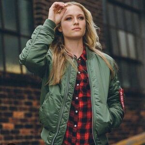 Free People Olive Bomber Jacket